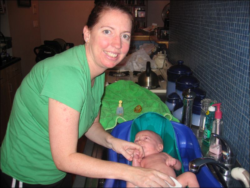 Mommy washing Sebastian